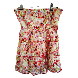 Deb Strapless Floral Ruffle S White Red summer cottage core feminine